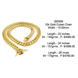 10k 10mm Solid White Gold Cuban Link Chain