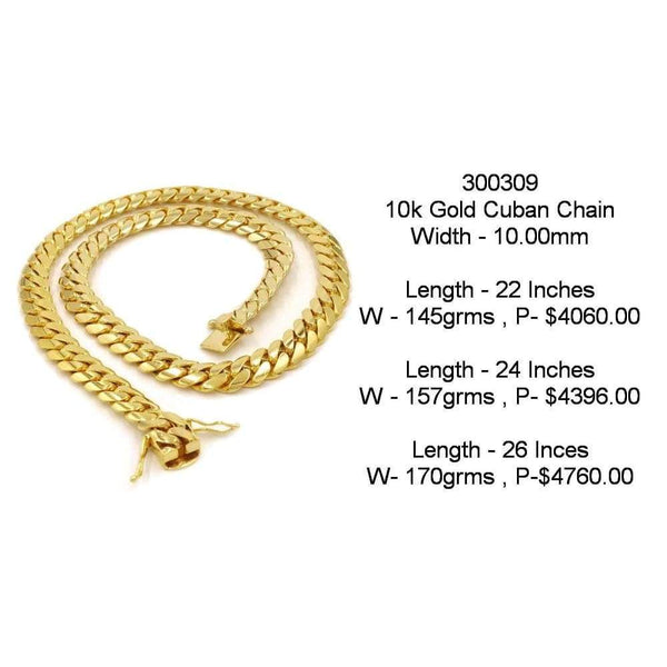 10k 10mm Solid White Gold Cuban Link Chain