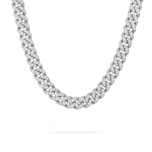 10mm Iced Out White Gold Cuban Link Chain