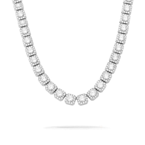 White Gold Baguette Tennis Chain 10mm
