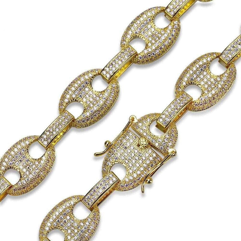 12mm Iced Out Gold Gucci Link Bracelet