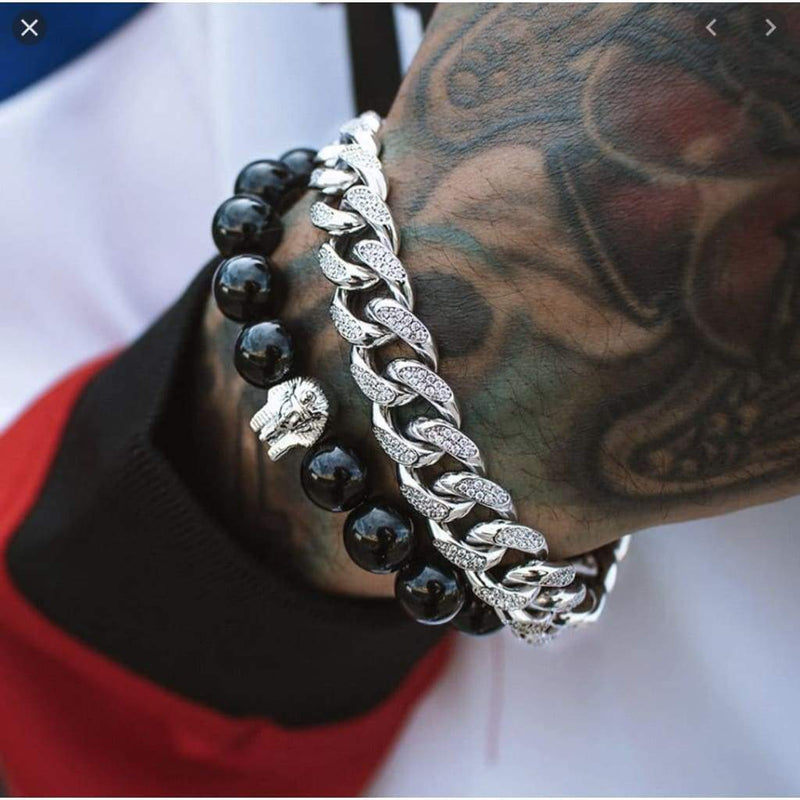 Iced Out White Gold Cuban Link Bracelet 13mm
