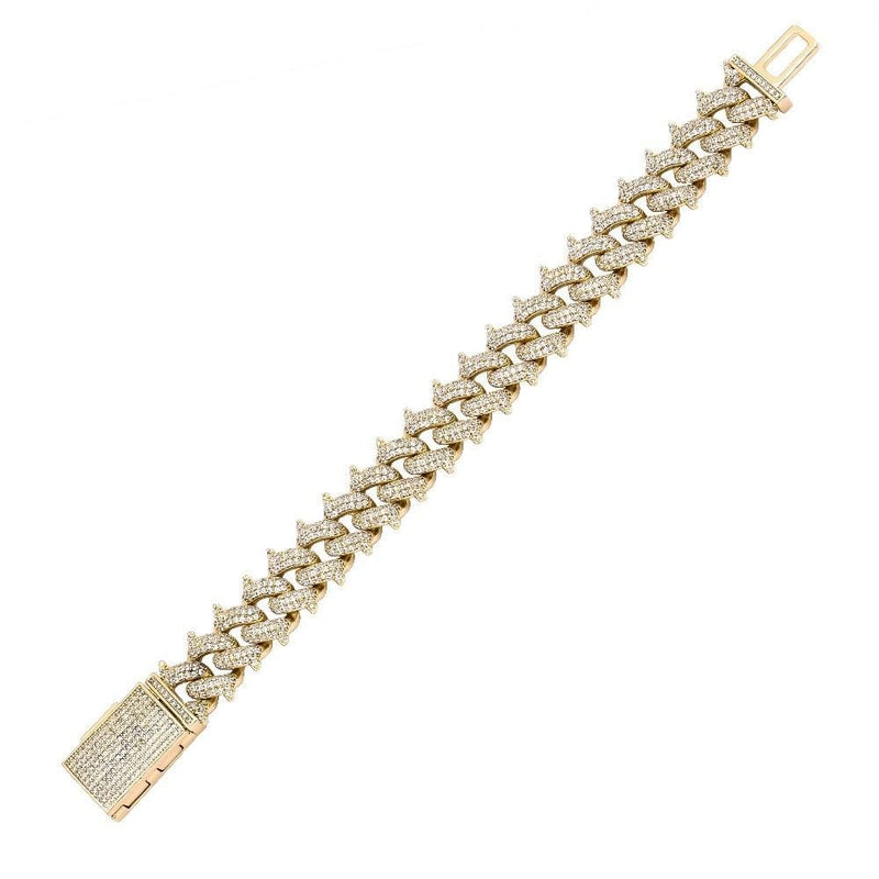 Iced Out Gold Spike Cuban Link Bracelet 14mm