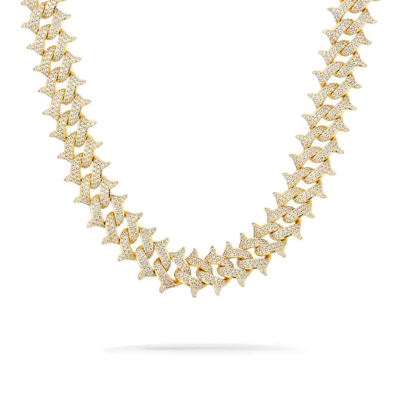 14mm Iced Out Gold Spike Cuban Link Chain