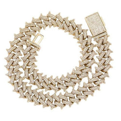 14mm Iced Out Gold Spike Cuban Link Chain