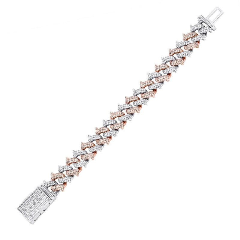 Iced Out Two Tone Spike Cuban Link Bracelet 14mm