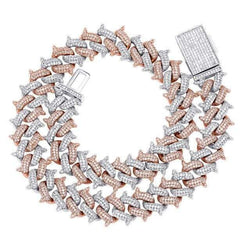 Iced Out Two Tone Spike Cuban Link Chain 14mm