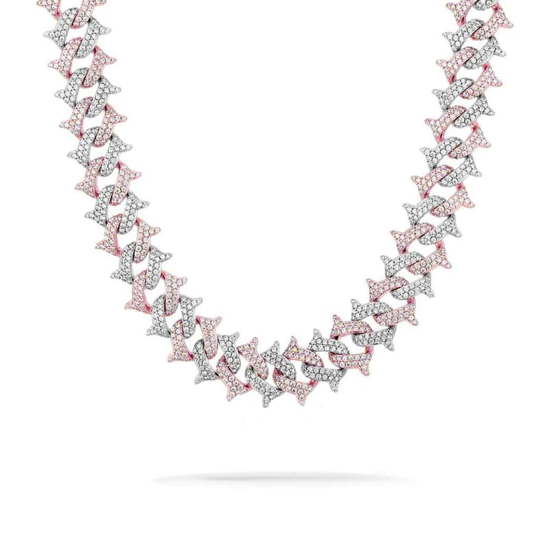 Iced Out Two Tone Spike Cuban Link Chain 14mm
