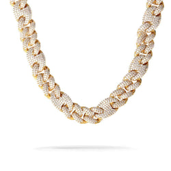 16mm Iced Out Gold Cuban Gucci Link Chain