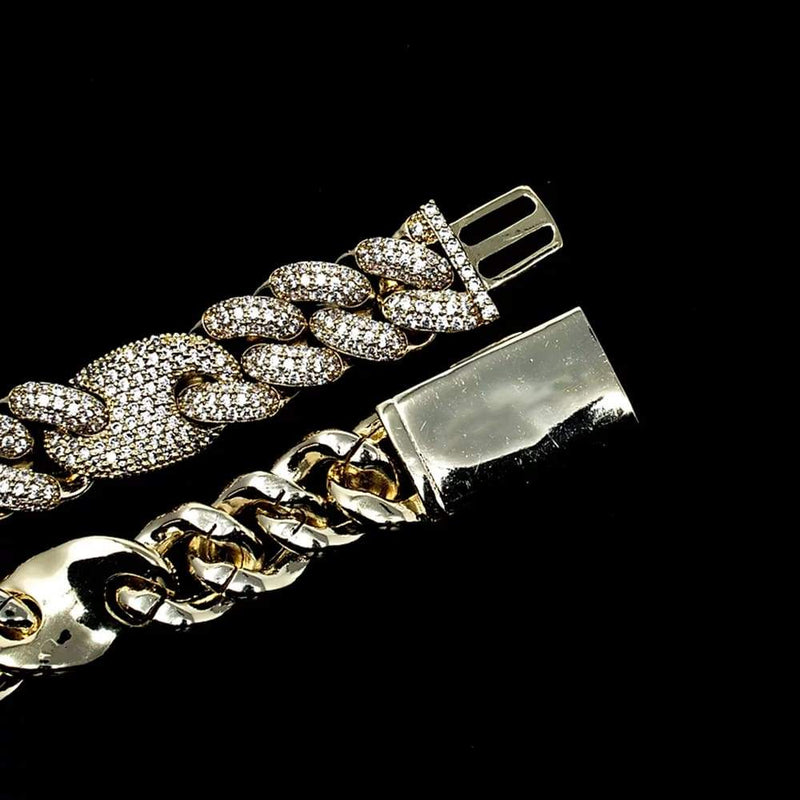 Iced Out Gold Gucci Cuban Bracelet 16mm