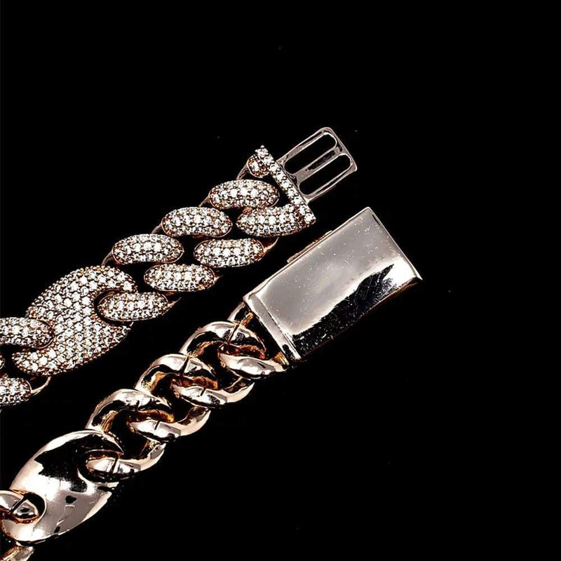 Iced Out Rose Cuban Gucci Link Bracelet 16mm