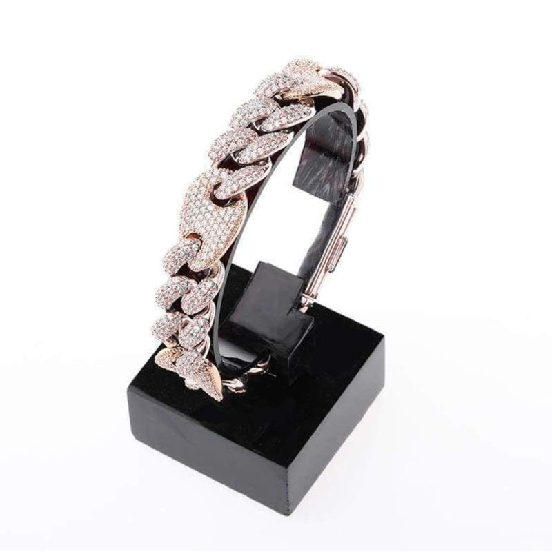 Iced Out Rose Cuban Gucci Link Bracelet 16mm