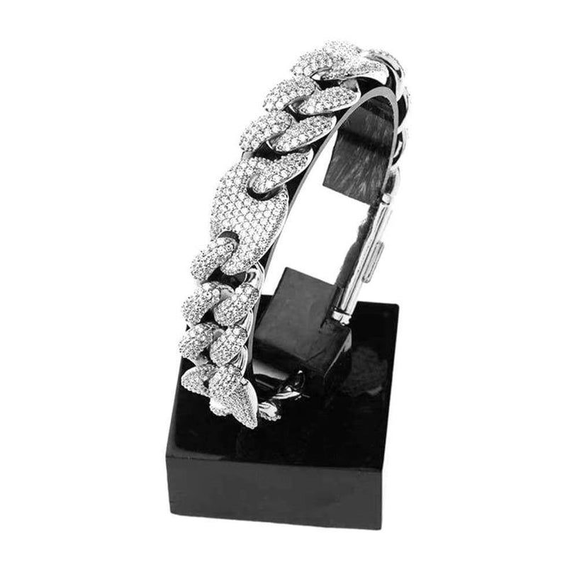 Iced Out White Gold Cuban Gucci Link Bracelet 16mm
