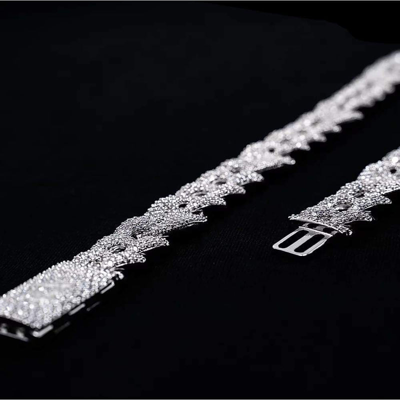 16mm Iced Out White Gold Cuban Gucci Link Chain