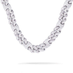16mm Iced Out White Gold Cuban Gucci Link Chain