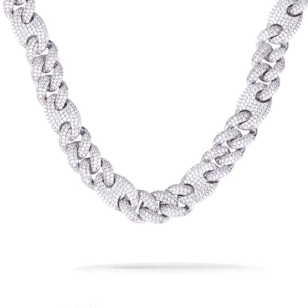16mm Iced Out White Gold Cuban Gucci Link Chain