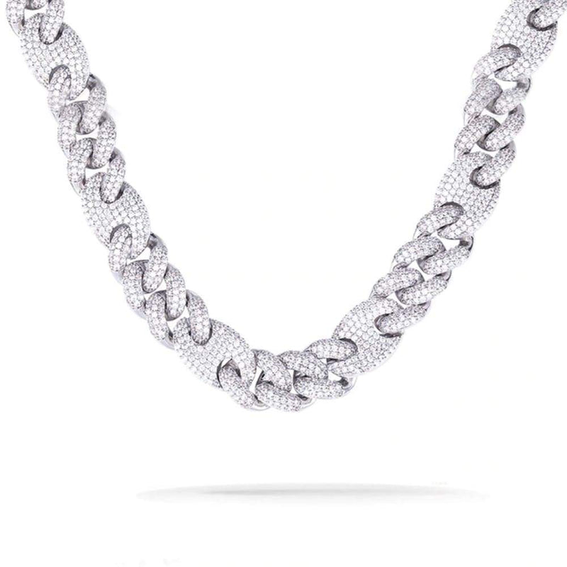 16mm Iced Out White Gold Cuban Gucci Link Chain