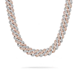 14mm Iced Out Two Tone Diamond Prong Cuban Link Chain