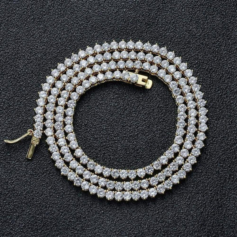 3mm 3 Prong Gold Tennis Chain