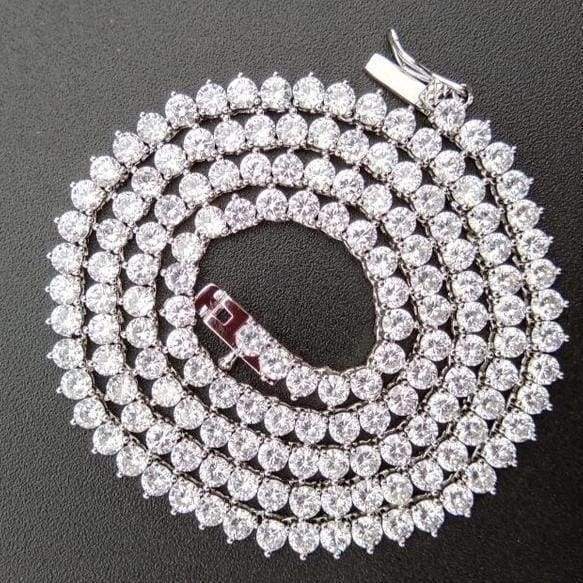 3mm 3 prong White Gold Tennis chain