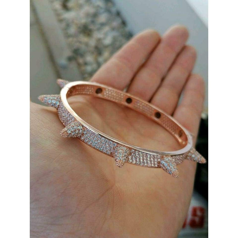 7mm Iced Out Rose Gold Spike Bracelet 7mm
