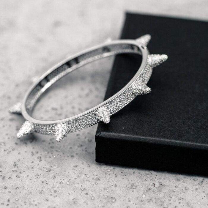 Iced Out White Gold Spike Bracelet 7mm