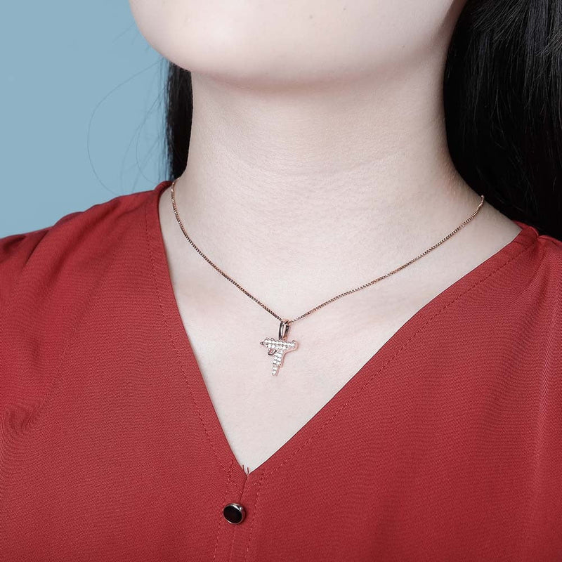 Rose Gold Gun Pendant Iced Out