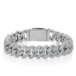 14mm Iced Out White Gold Diamond Prong Cuban Link Bracelet
