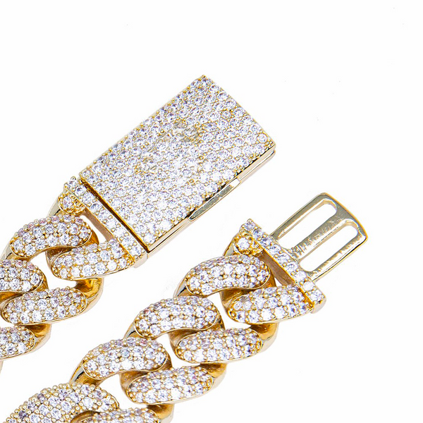 16mm Iced Out Gold Cuban Gucci Link Chain