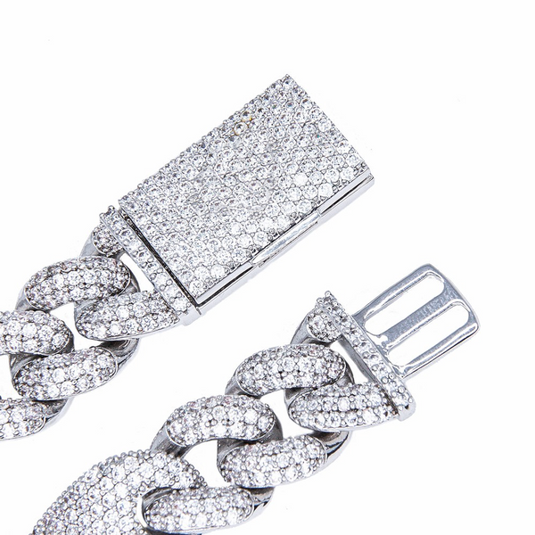 16mm Iced Out White Gold Cuban Gucci Link Chain