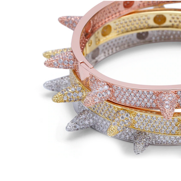 Iced Out White Gold Spike Bracelet 7mm