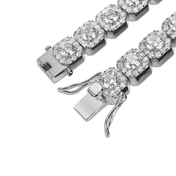 White Gold Baguette Tennis Chain 10mm
