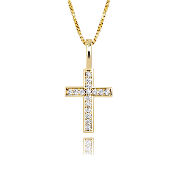 Gold Diamond Cross Pendant Iced Out