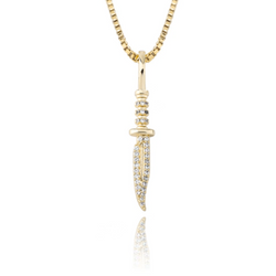 Gold Knife Pendant Iced Out