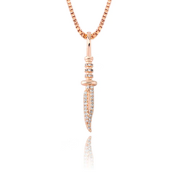 Rose Gold Knife Pendant Iced out