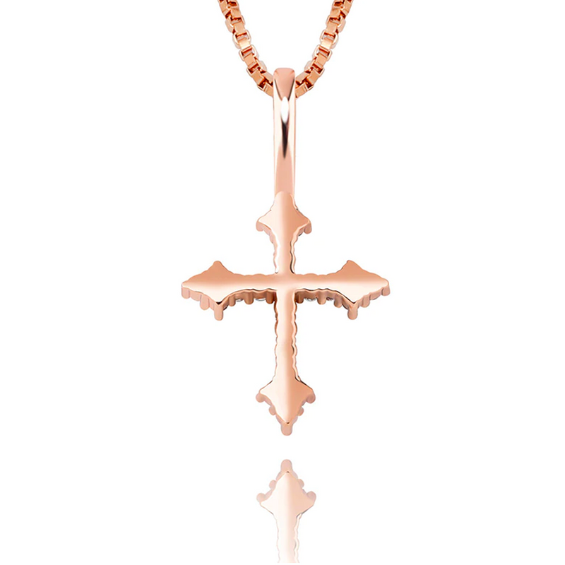Rose Gold Cubic Cross Pendant Iced Out