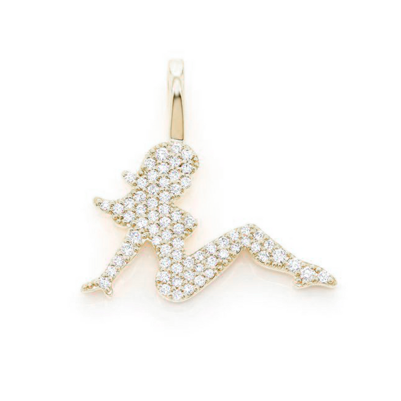 Gold Girl Pendant Iced Out