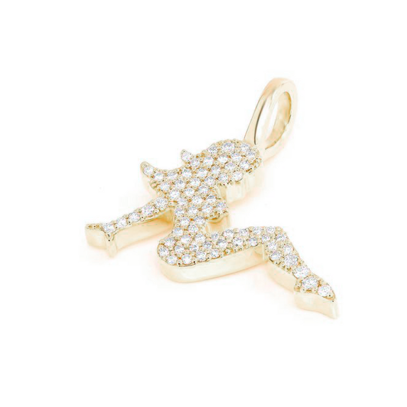 Gold Girl Pendant Iced Out