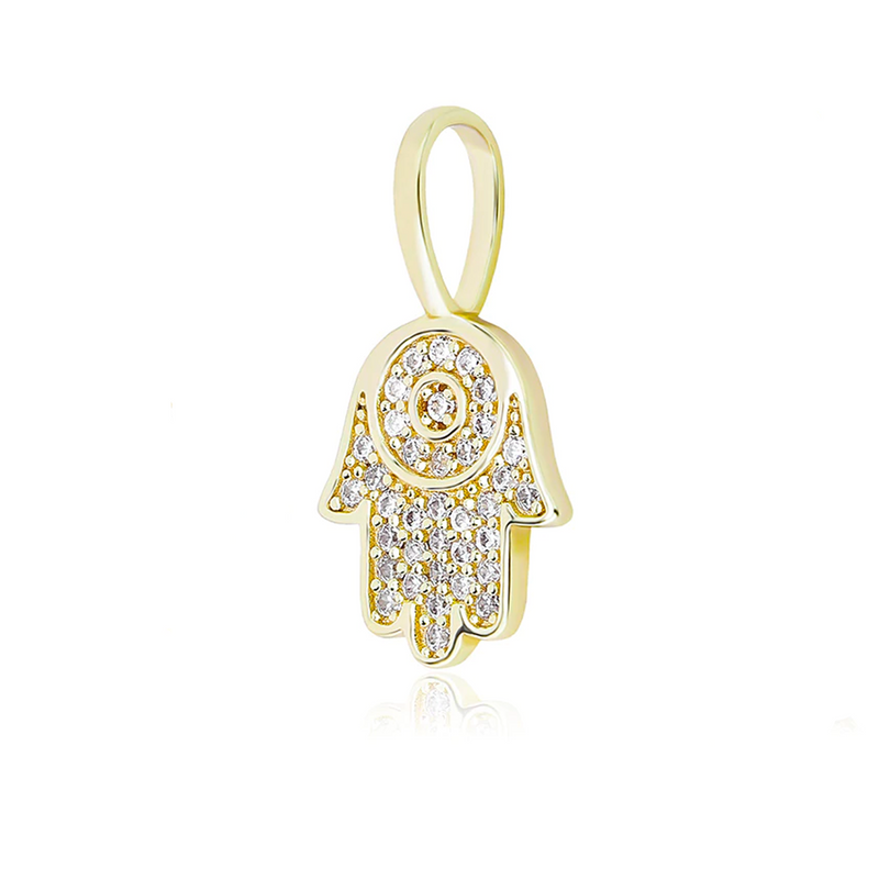 Gold Hand Pendant Iced Out