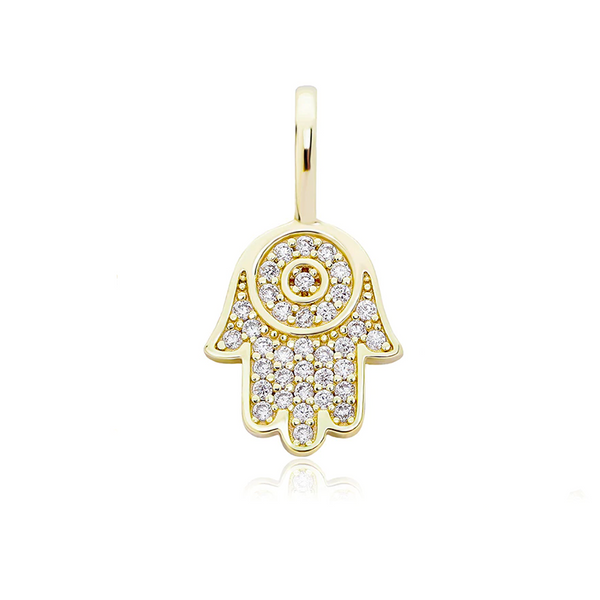 Gold Hand Pendant Iced Out