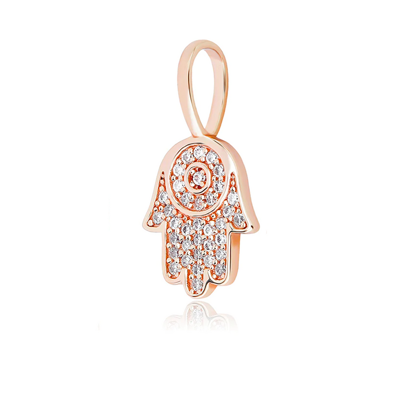 Rose Gold Hand Pendant Iced Out