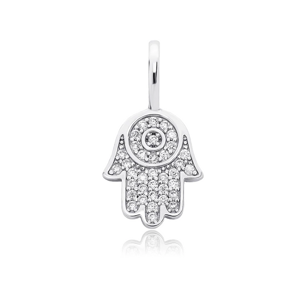 White Gold Hand Pendant Iced Out