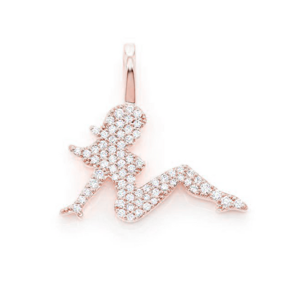 Rose Gold Girl Pendant Iced Out
