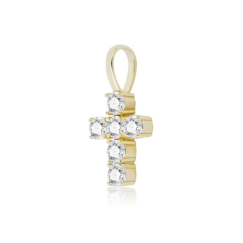 Gold Small Cross Pendant Iced Out