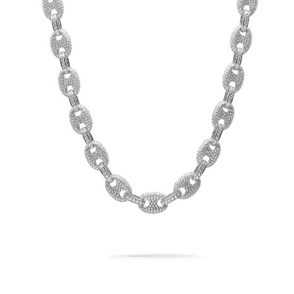 11mm Iced Out White Gold Gucci Link Chain