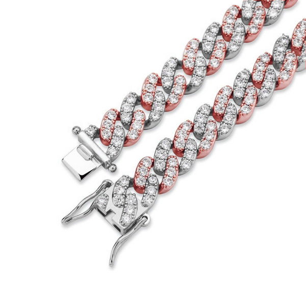Iced Out Two-Tone Cuban Link Bracelet 8mm