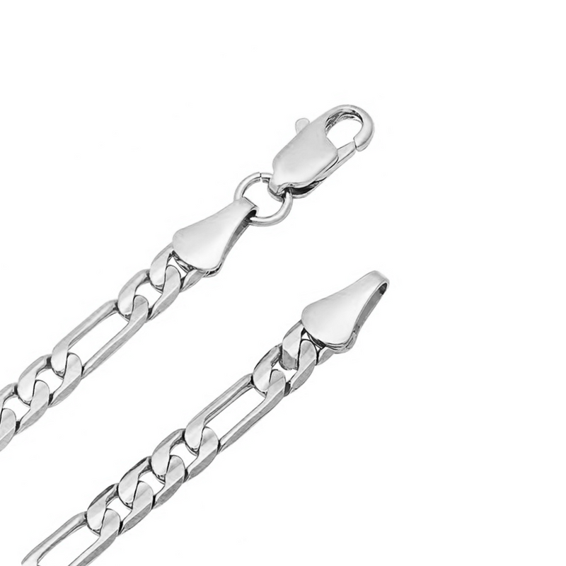 4mm White Gold Figaro Chain