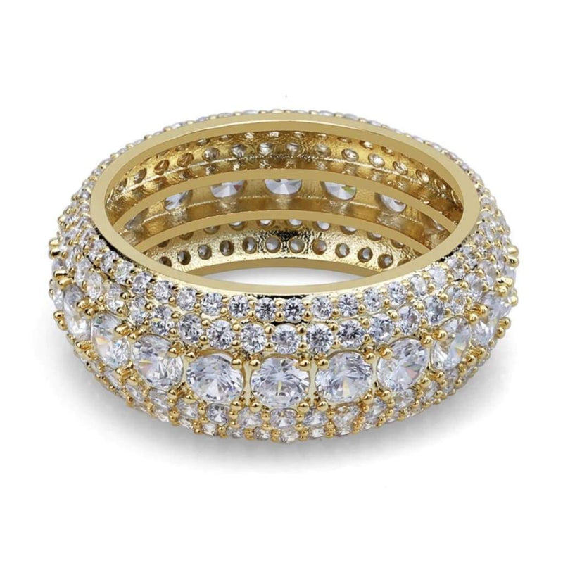 Iced Out Gold 5 layers Tennis Ring