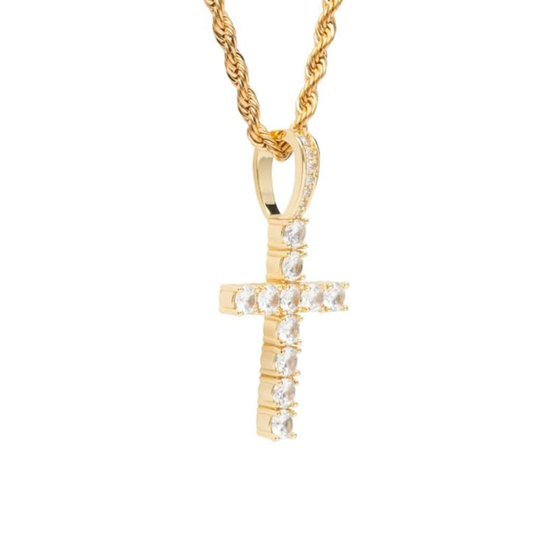 Iced Out Gold Cross Pendant