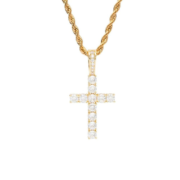 Gold Cross Pendant Iced Out